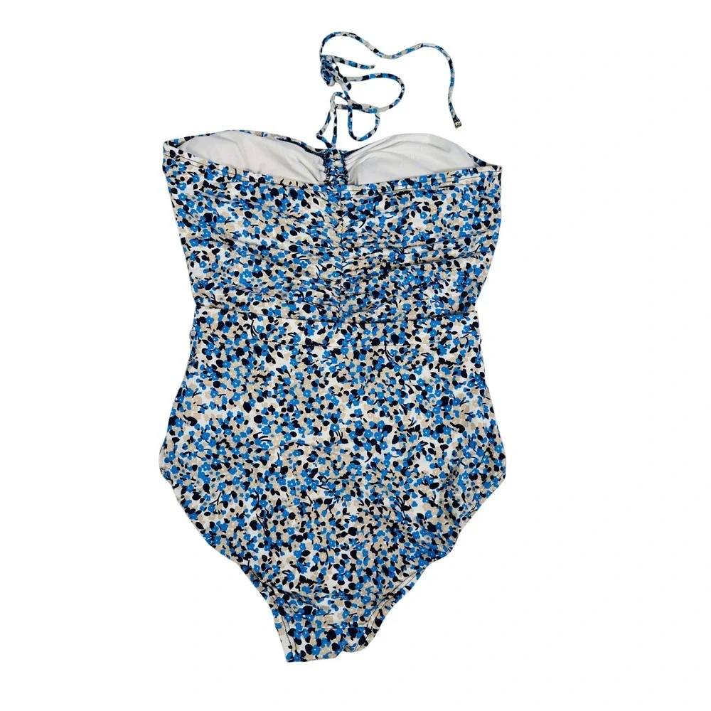 Michael Kors Blue Floral Cut-Out One Piece Swimsuit Monokini Women's‎ Size 10